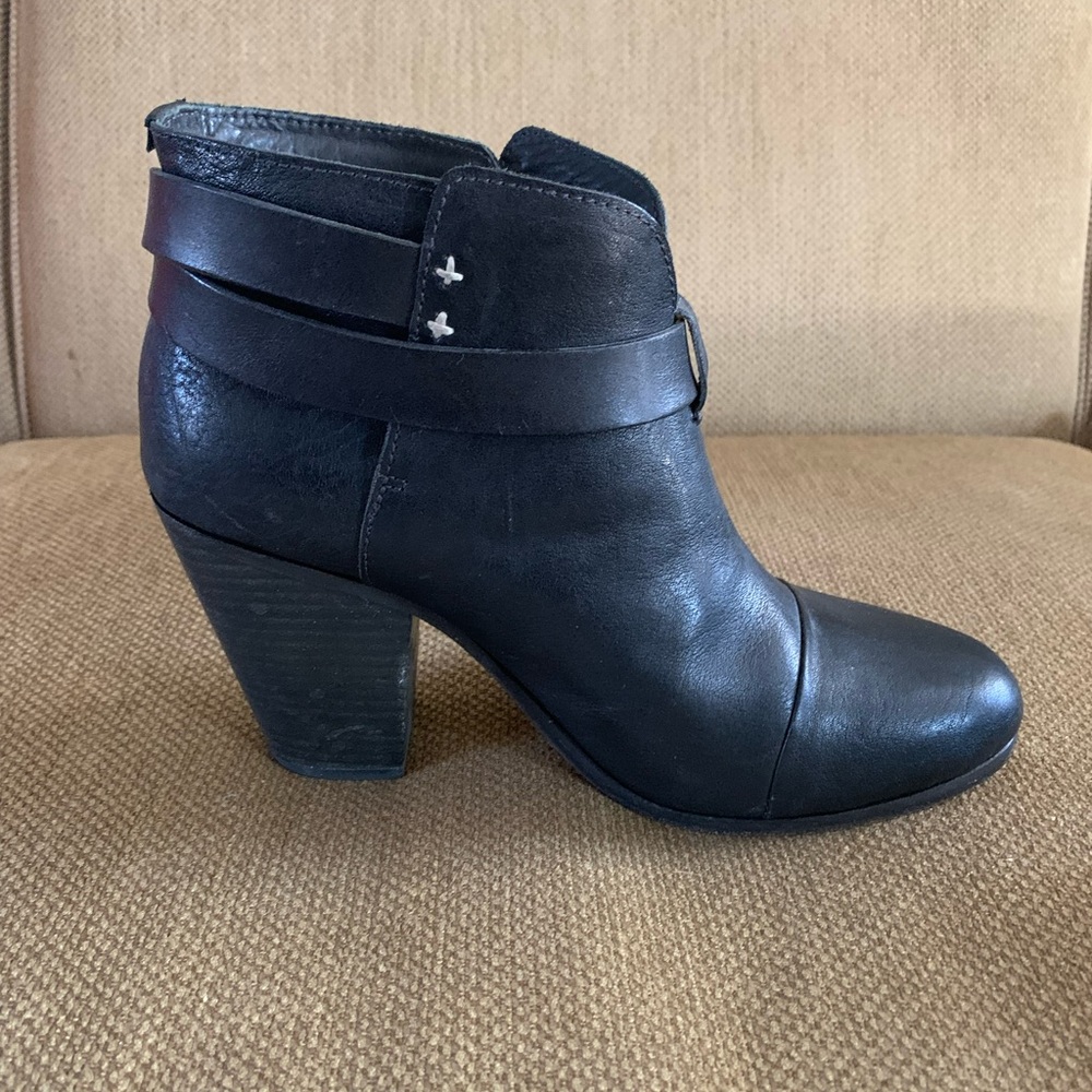 rag and bone Harrow leather ankle boots black heel size 38.5 US 8.5
